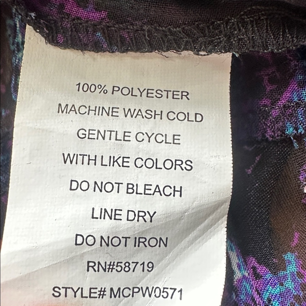 Notations Teal Blue Purple Metallic Sheer Cowl Neck Blouse - Picture 7 of 8